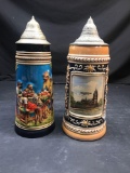 Vintage Lidded German Beer Stein 2 Units