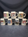 Vintage Glazed Crock Shield Beer Stein 7 Units