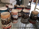 Budweiser Holiday Beer Stein Collection 12 Units