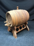 Ceramic Rum Keg on Wood Base