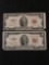 1953 Red Seal 2 Dollar Bill 2 Units