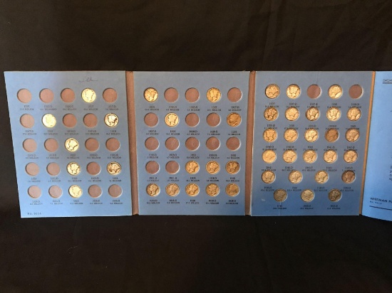 1916-1945 Mercury Dime Book With 44 Dimes