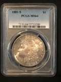 1881-S PCGS MS64 Morgan Silver Dollar Rainbow