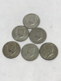 1960s Kennedy Half Dollar Coins 6 Units