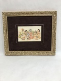 Erotic Persian Painting on Bone Felt Framed