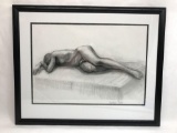 Caroline Taylor Pencil Etching Framed Nude Male