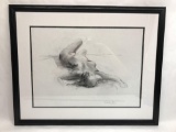 Caroline Taylor Pencil Etching Framed Nude Women