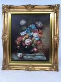 Cedeno Framed Painting On Canvas Flowers