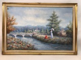 C. Hunter Framed Painting On Canvas River Bank