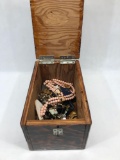 Handmade Wood Box With Costume Jewelry