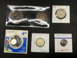 6 Foreign Coins, Russia, Finland, Latvia