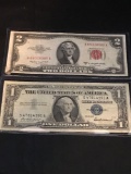 1953 Red Seal 1957 Silver Certificate 2 Units