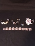 Vintage Mexico Silver Bracelets Ring 5 Units