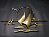 Signed Brass Ocean Ship Wall Art