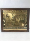 Gold World Map Framed
