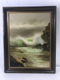 M. King Framed Painting On Canvas Ocean Wave