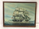 Park Framed Painting On Canvas Battleship