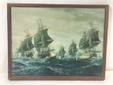 Park Framed Painting On Canvas Battle Ship War