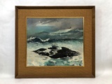 Framed Ocean Painting on Canvas