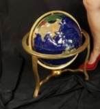 Polished Stone World Globe Brass Stand