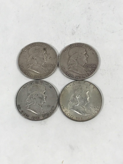 1951 1960 1961 1962 Ben Franklin Half Dollar 4 Units