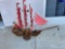 Wooden pirate ship with stand