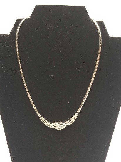 1/4 Carat Diamond Designer Necklace Platinum Overlay