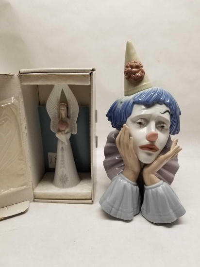 Lladro Clown and Angel Bell 2 Units