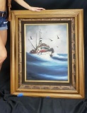 Eliff Framed Painting on Canvas Boat