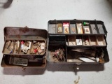 Vintage Tackle Box Full Of Fishing Supplies 2 Units