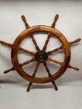 Wood Brass Ships Wheel