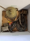 Box of Vintage Cast Iron Metal Items