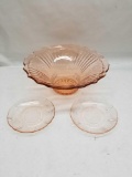 Pink Hocking Depression Glass Open Rose 3 Units