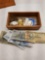 Wood Box Full of Vintage Foreign Coins Bills