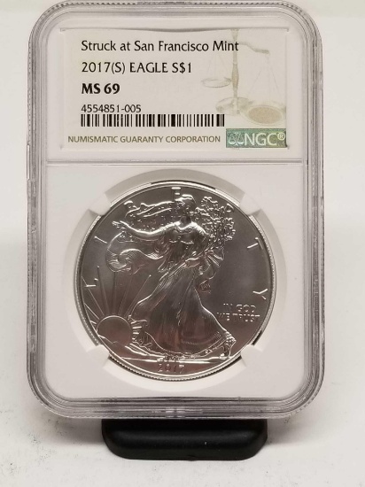 2017-S Eagle Dollar NGC Graded MS69 Slabed