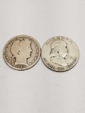 Barber Silver Half 1900 Franklin 1951 90% Silver