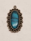 Antique Navajo Nickel Coin Made Broach Turquoise Rare