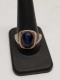 Sterling Silver Ring 4+ ct Cateye Sapphire Stone
