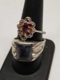 Sterling Silver Ring Colored Gems 2 Units