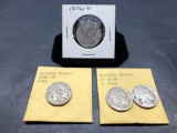 Lot of 4 Coins, 1976 Quarter, 1936 Buffalo Nickel, x2 Buffalo Nickels