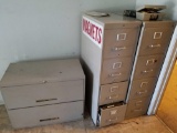 3 metal Filing Cabinets 2 Tables 5 Units Rm9