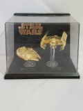 1996 Star Wars Gold Millennium Falcon TIE Fighter Display