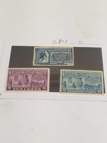 Vintage US Special Delivery Postage Stamps 3 Units