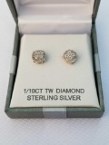 1/10 Carat Diamond Sterling Silver Earrings