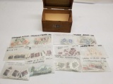 1000+ Vintage Canadian Stamps Wood Box