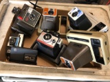 Box of Vintage Cameras, Pleaser, Polaroid Super Shooter, Kodak Instamatic
