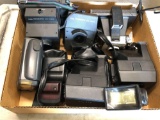 Box of Kodak, Polaroid Cameras w/ Flashes