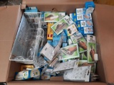 Box of Medical Supplies, Finger Splits, Cushions, Bandages, Walker Rack, Cane, all new