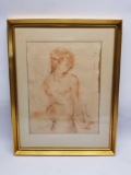 Vintage Framed Nude Art Sketch Pencil or litho Signed Maybe Amedeo Modigliani