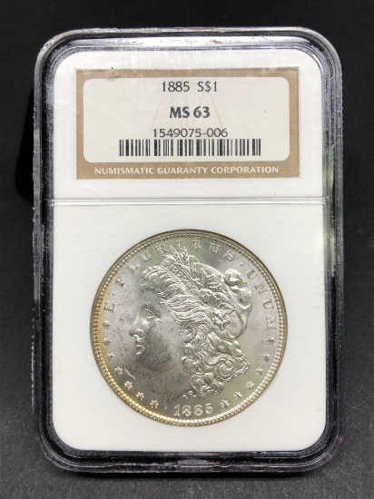1885?S Morgan Silver Dollar Slabbed MS-63